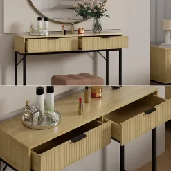 Vicco Coiffeuse Chêne 100x75cm avec 2 tiroirs