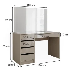 Vicco Coiffeuse Grège 55cm avec miroir