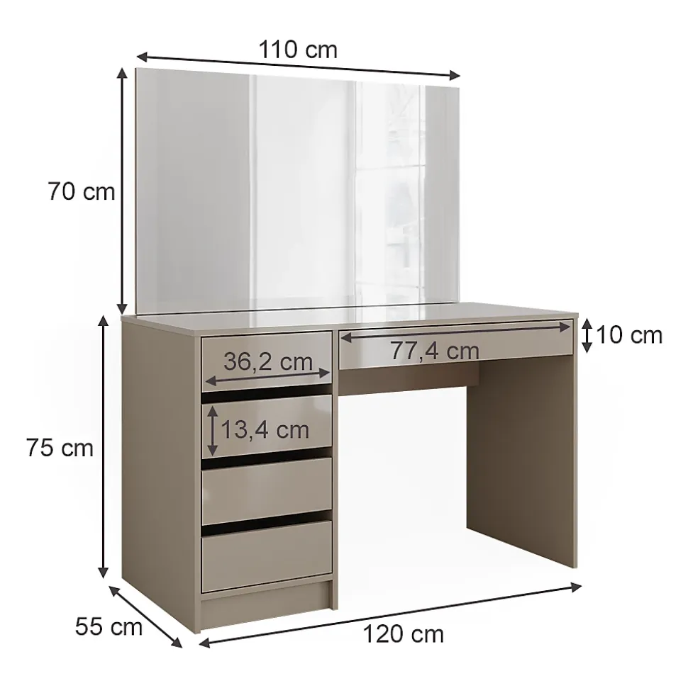 Vicco Coiffeuse Grège 55cm avec miroir