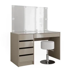 Vicco Coiffeuse Grège 55cm avec éclairage LED et tabouret