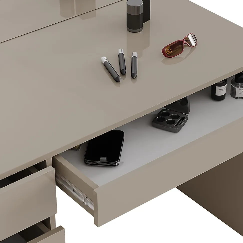 Vicco Coiffeuse Grège 120cm avec tabouret