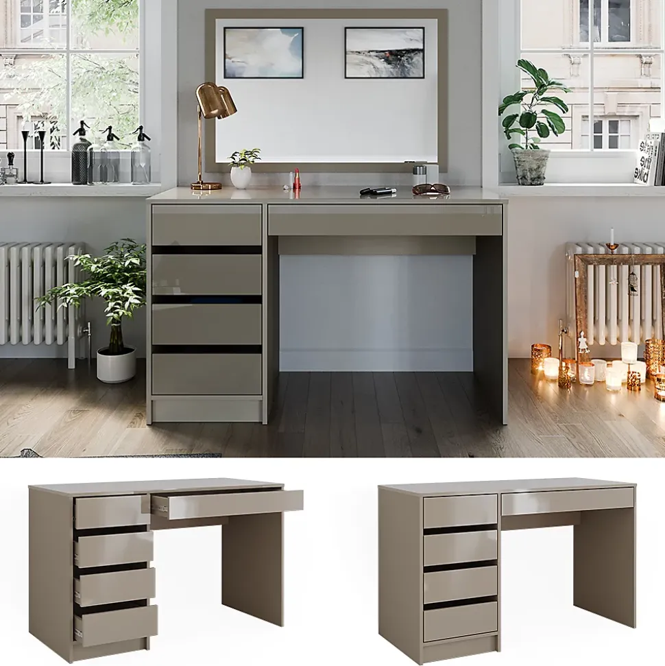 Vicco Coiffeuse Gris brillant 120cm sans miroir