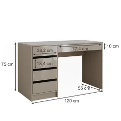 Vicco Coiffeuse Gris brillant 120cm sans miroir