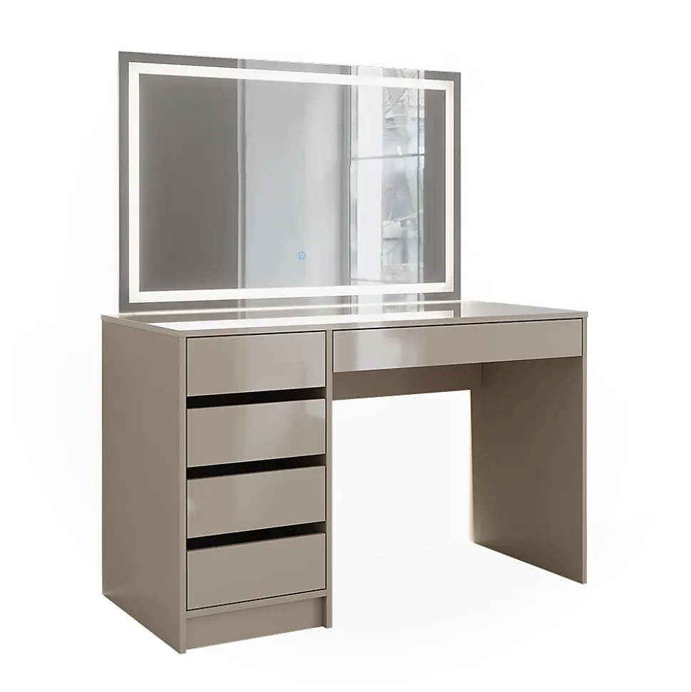 Vicco Coiffeuse Gris brillant 120cm avec miroir LED