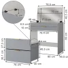 Vicco Coiffeuse Gris 80cm avec banc et miroir LED