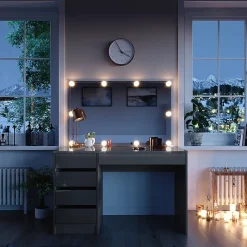 Vicco Coiffeuse Gris 55cm avec éclairage LED