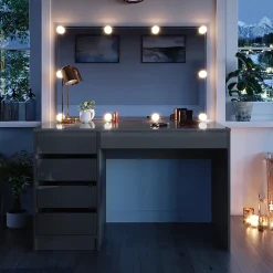 Vicco Coiffeuse Gris 55cm avec éclairage LED