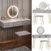 Vicco Coiffeuse Gris 100cm avec éclairage LED et tabouret