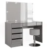 Vicco Coiffeuse Gris 55cm avec éclairage LED et tabouret
