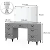 Vicco Coiffeuse Gris 150cm avec éclairage LED