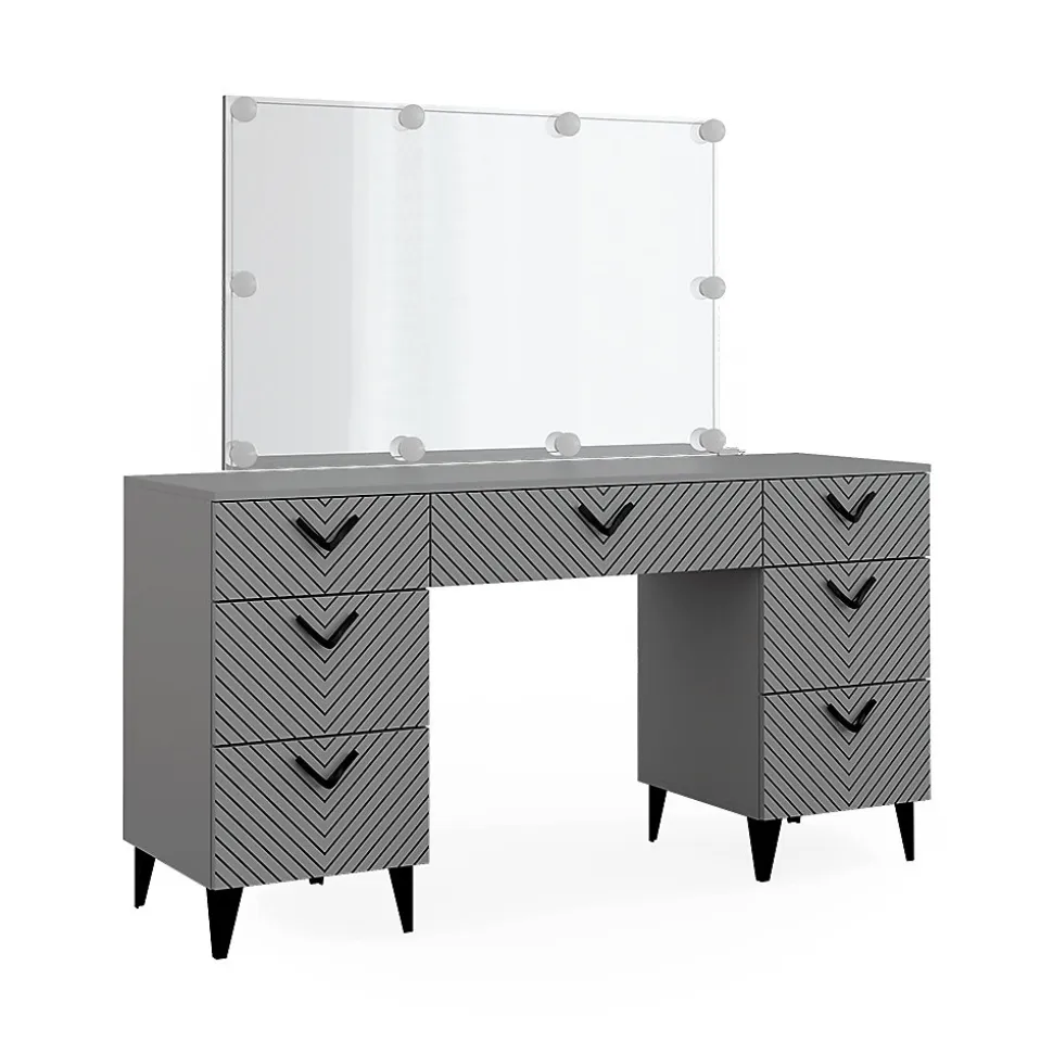 Vicco Coiffeuse Gris 150cm avec éclairage LED