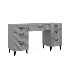 Vicco Coiffeuse Gris 150cm sans miroir, avec 7 tiroirs