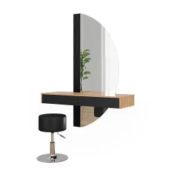 Vicco Coiffeuse Noir 120cm avec éclairage et tabouret