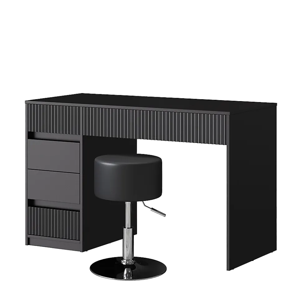 Vicco Coiffeuse Noir 120cm avec tabouret