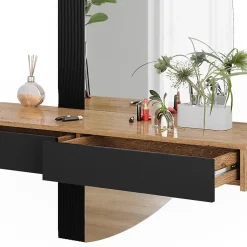 Vicco Coiffeuse Noir 120cm avec 2 tiroirs