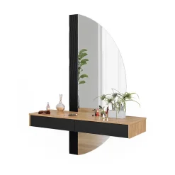 Vicco Coiffeuse Noir 120cm avec 2 tiroirs