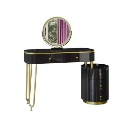 Vicco Coiffeuse Noir 100cm avec miroir LED