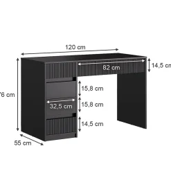 Vicco Coiffeuse Noir 120cm sans miroir