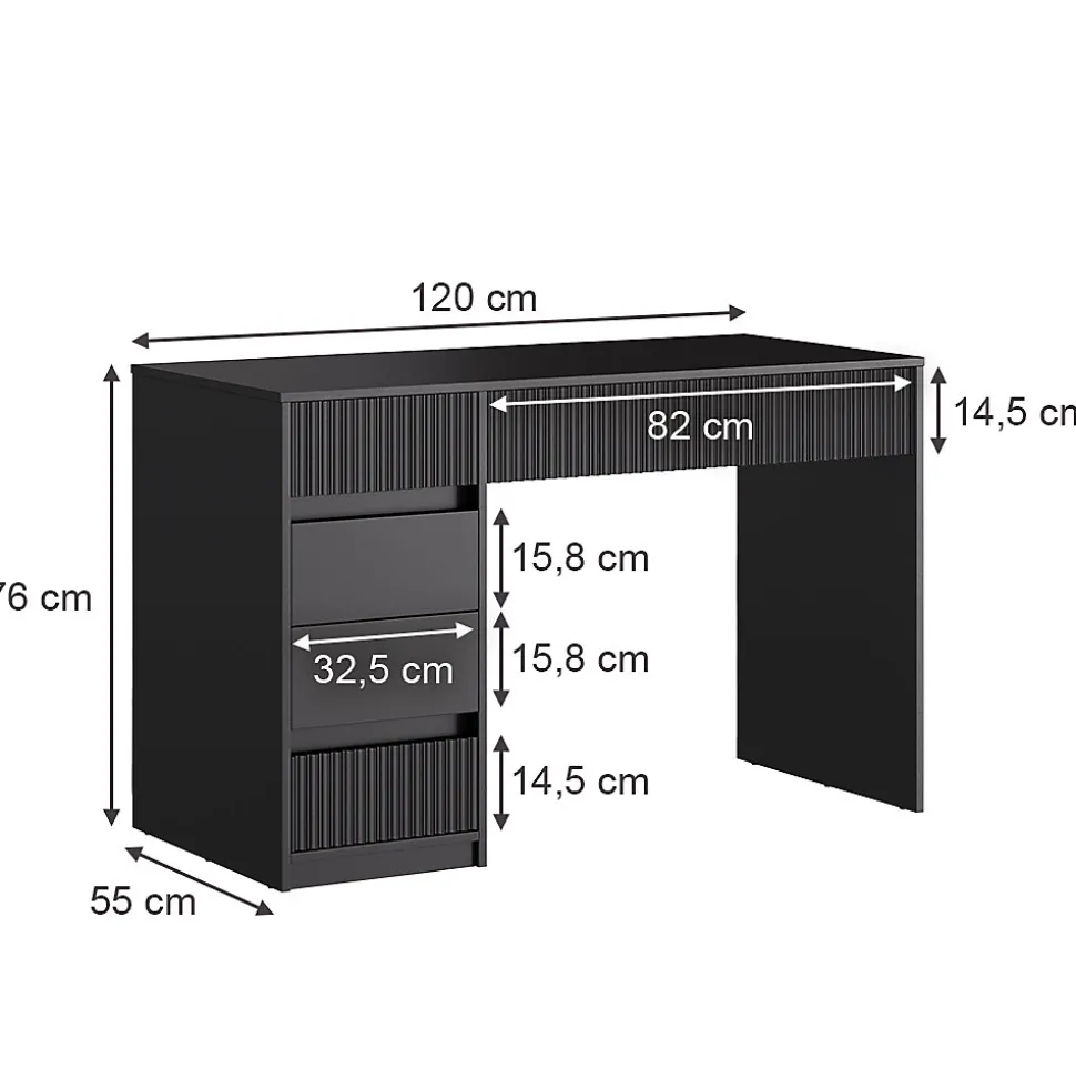 Vicco Coiffeuse Noir 120cm sans miroir