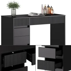 Vicco Coiffeuse Noir 120cm sans miroir