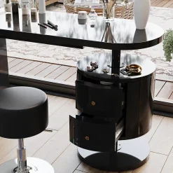 Vicco Coiffeuse Noir Haute brillance 120cm avec tabouret