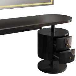 Vicco Coiffeuse Noir Haute brillance 120cm avec miroir LED