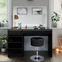 Vicco Coiffeuse noir/or 55cm avec tabouret