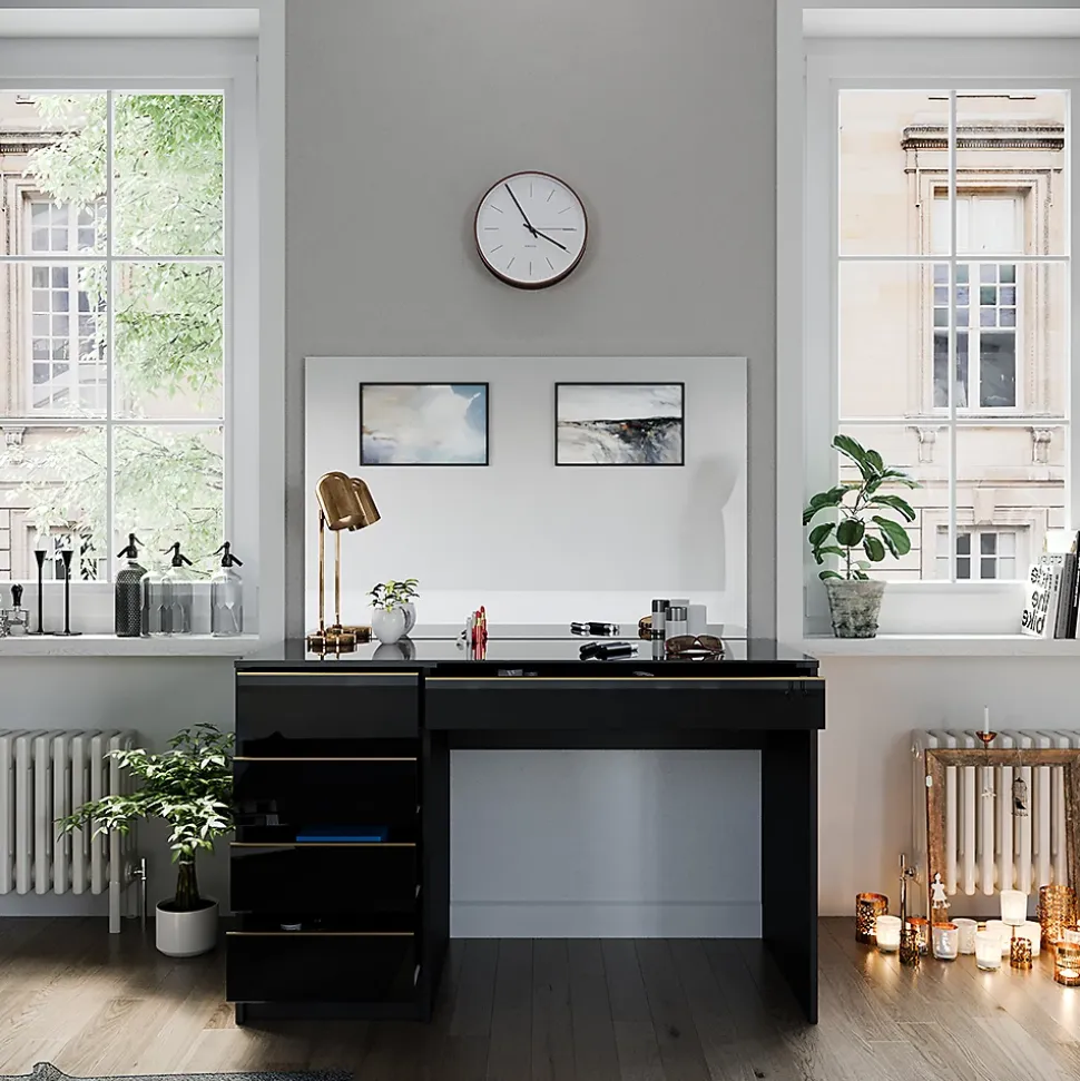 Vicco Coiffeuse noir/or 55cm avec miroir