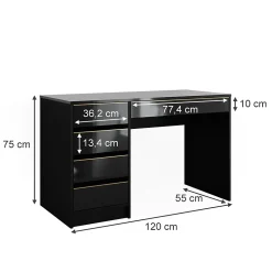 Vicco Coiffeuse noir/or 120cm sans miroir