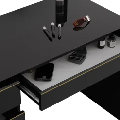 Vicco Coiffeuse noir/or 120cm sans miroir