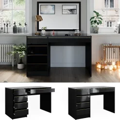 Vicco Coiffeuse noir/or 120cm sans miroir
