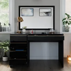 Vicco Coiffeuse noir/or 120cm sans miroir