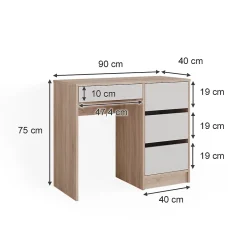 Vicco Coiffeuse Sonoma 40cm avec 4 tiroirs