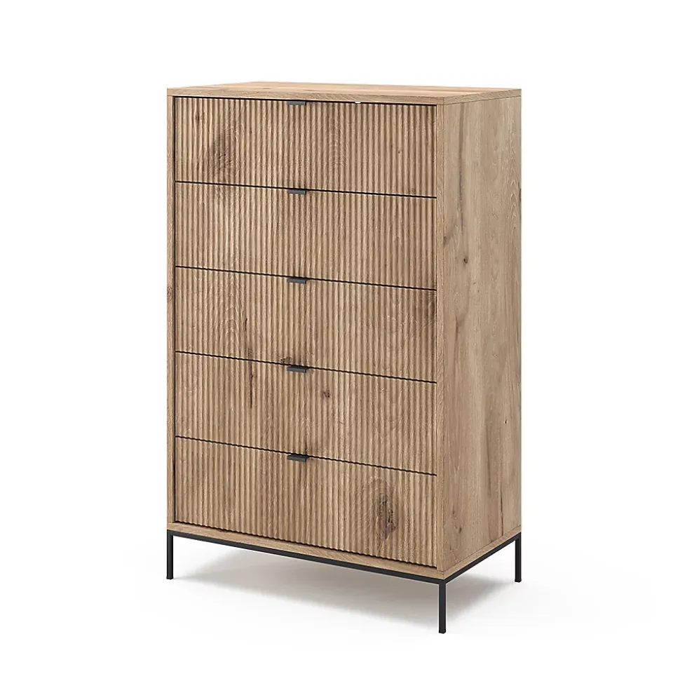 Vicco Commode Chêne Viking 76x120cm avec 5 tiroirs