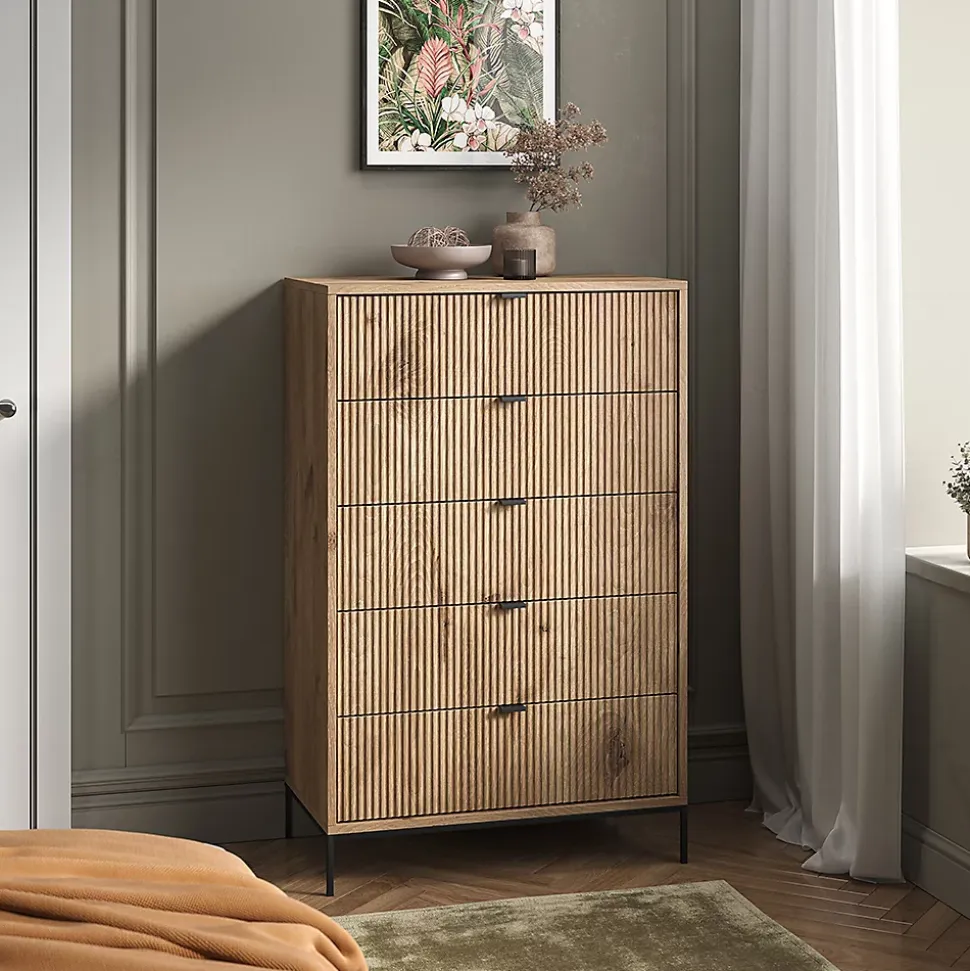 Vicco Commode Chêne Viking 76x120cm avec 5 tiroirs