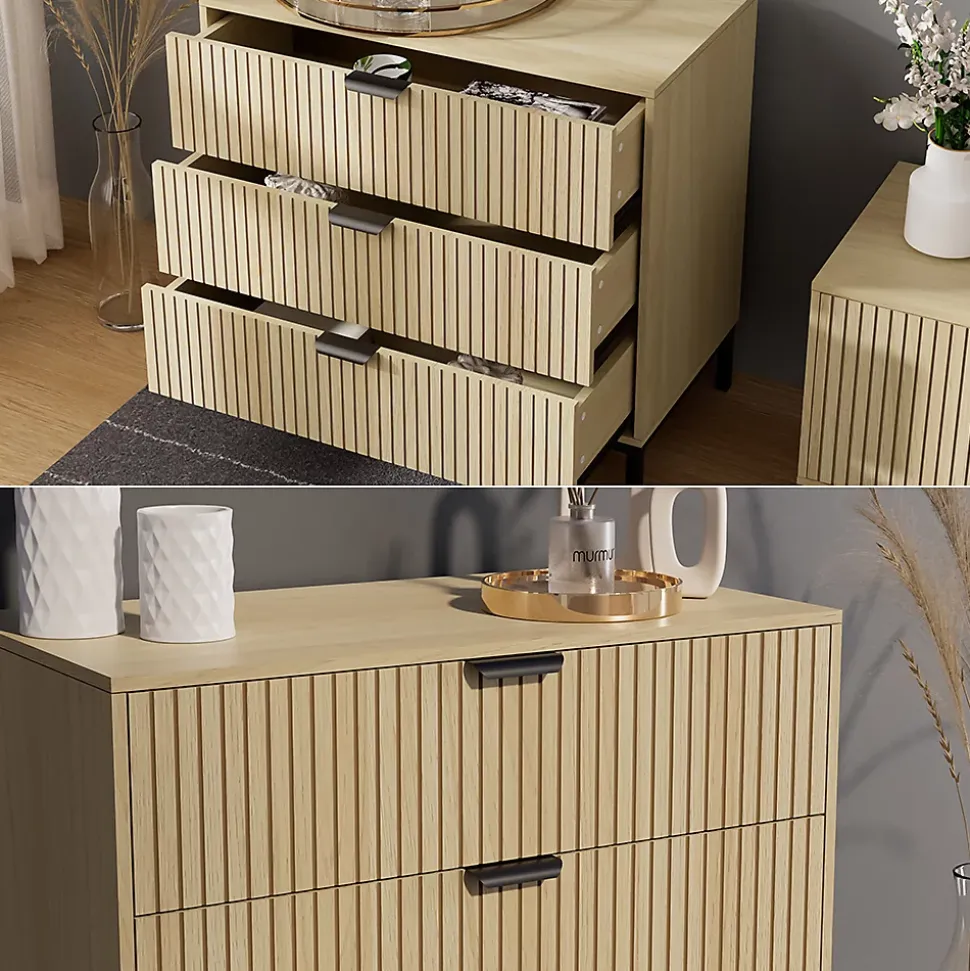 Vicco Commode Chêne 72x69cm avec 3 tiroirs