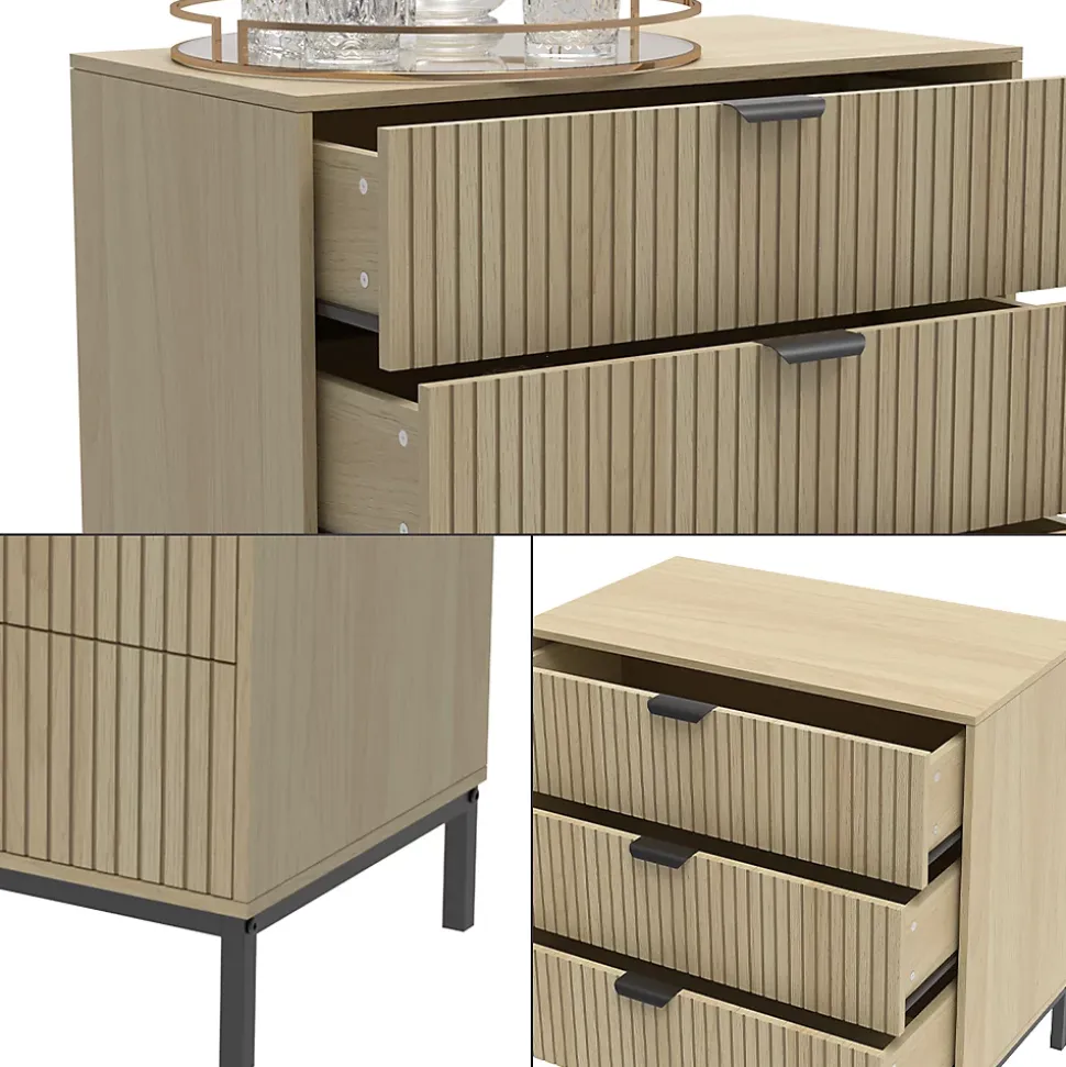 Vicco Commode Chêne 72x69cm avec 3 tiroirs