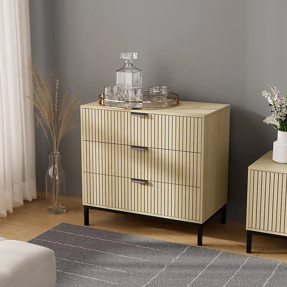Vicco Commode Chêne 72x69cm avec 3 tiroirs