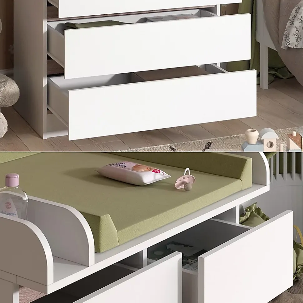 Vicco Commode à langer Blanc/Sonoma 80x110.2cm avec 5 tiroirs