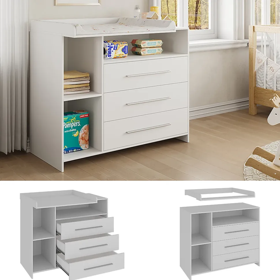 Vicco Commode à langer Blanc 110x93.5cm avec plan à langer
