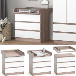 Vicco Commode à langer Blanc/Sonoma 80x87cm