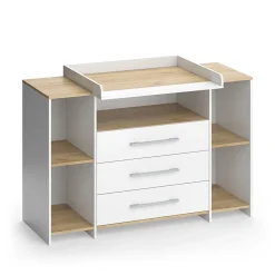 Vicco Commode à langer Chêne blanc/force de lor 143.2x93cm avec 3 tiroirs
