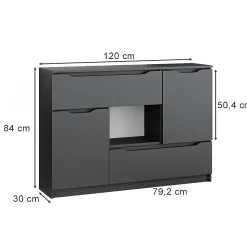 Vicco Commode avec tiroirs Anthracite 30x84cm