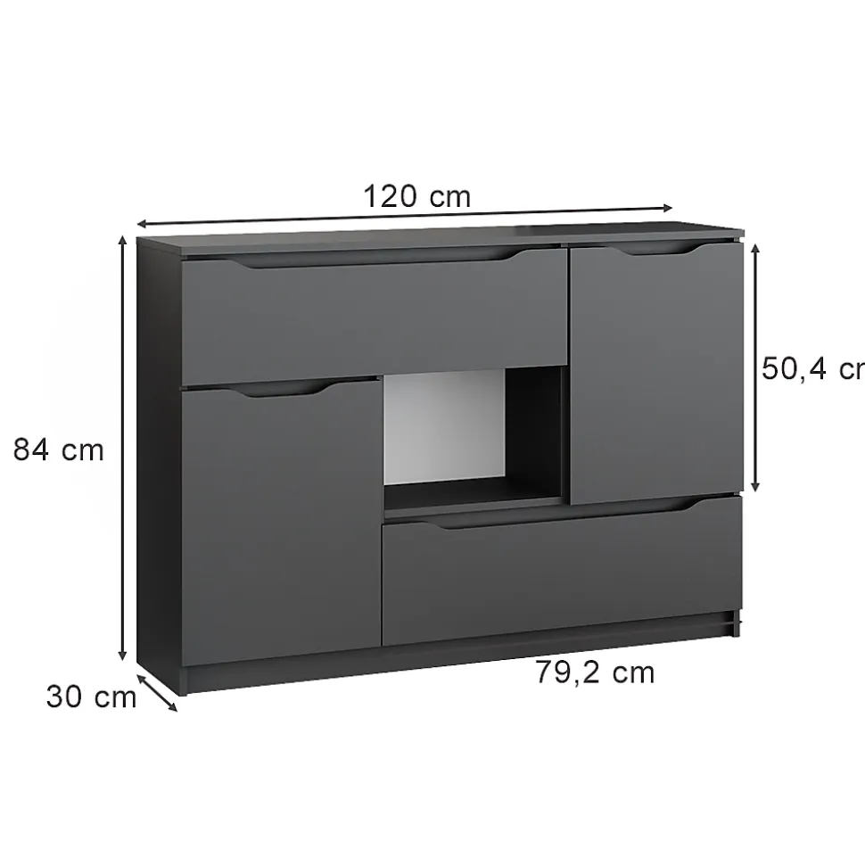 Vicco Commode avec tiroirs Anthracite 30x84cm