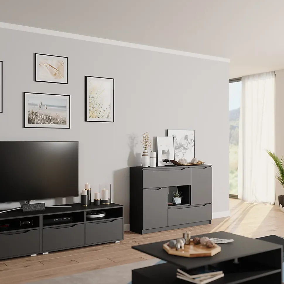 Vicco Commode avec tiroirs Anthracite 30x84cm