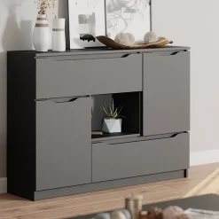 Vicco Commode avec tiroirs Anthracite 30x84cm
