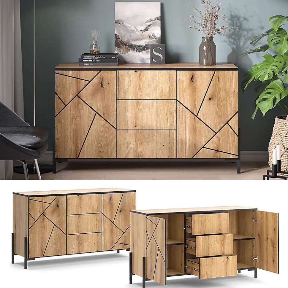 Vicco Commode avec tiroirs Chêne 124x69.6cm