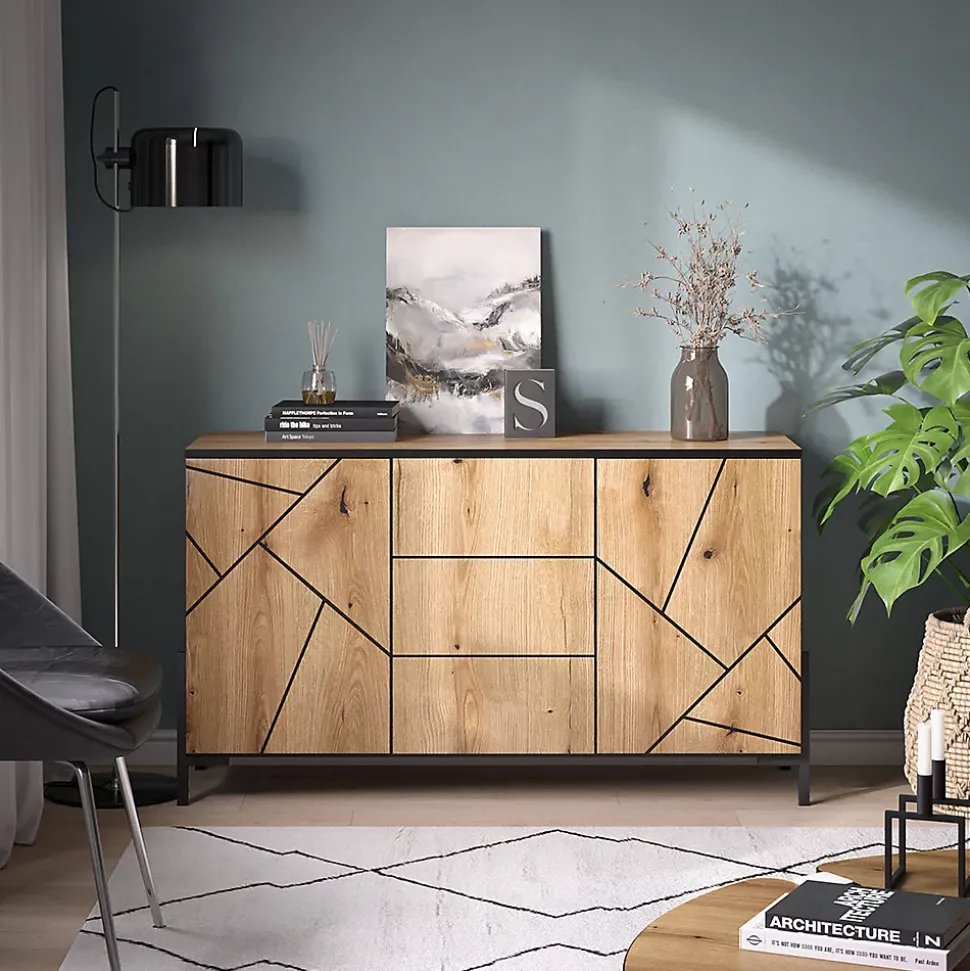 Vicco Commode avec tiroirs Chêne 124x69.6cm