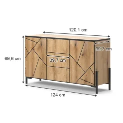 Vicco Commode avec tiroirs Chêne 124x69.6cm