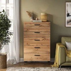 Vicco Commode avec tiroirs Chêne Wotan 80x127.6cm avec 5 tiroirs